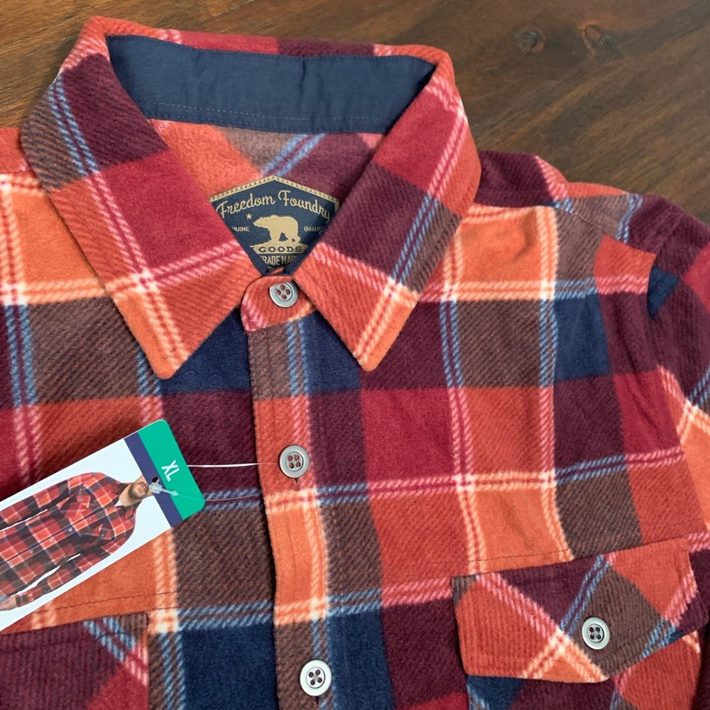 - NWT Freedom Foundry fleece plaid shirt Size XL and XXL